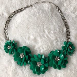 Flower and Rhinestone Necklace